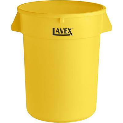 Lavex 10 Gallon Gray Round Commercial Trash Can and Lid