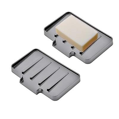 TOPSKY 2-Pack Soap Dish with Drain, Soap Holder, Soap Saver, Easy Cleaning, Dry, Stop Mushy Soap (Gray)