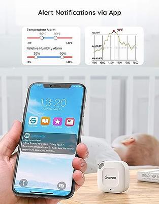Govee Bluetooth Hygrometer Thermometer, Wireless Thermometer, Mini Humidity Sensor with Notification Alert, Data Storage and Export, 262 Feet