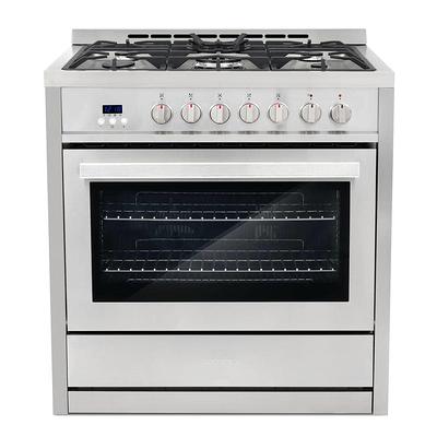 Kucht Pro-Style 30 in. 4.2 cu. ft. Natural Gas Range with Convection Oven  in Stainless Steel and Red Oven Door KNG301-R - The Home Depot