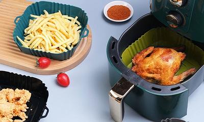 16.5cm Air Fryer Silicone Pot Air Fryer Basket Liner Non-Stick Oven Baking  Tray 