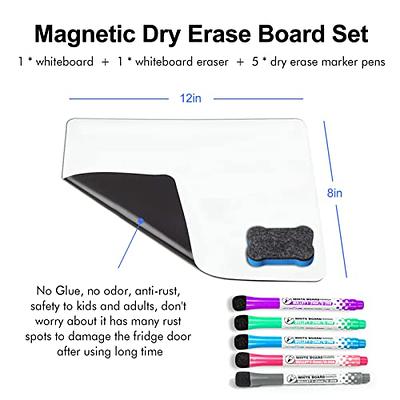 Magnetic Dry Erase Whiteboard Sheet for Fridge, 8 Magnetic Markers & An  Eraser