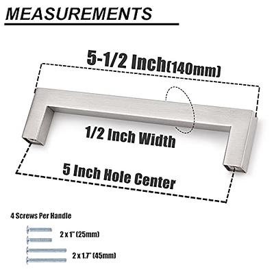 CZC HOME 5 Pack 5 Inch Cabinet Pulls Stainless Steel Drawer Handles, 3  Hole Center Drawer Pulls for Kitchen Dresser Cupboard with 2 Sizes Screws