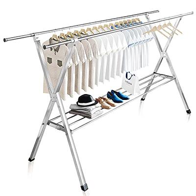 JAUREE Clothes Drying Rack 2 Tiers, Heavy Duty Drying Rack Clothing Folding  Indoor Outdoor, Stainless Steel Laundry Drying Rack, Foldable Garment Rack  with 20 Windproof Hooks (84 Inches) - Yahoo Shopping