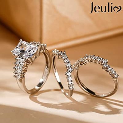 Jeulia Classic Radiant Cut Sterling Silver Ring - Size 5.0