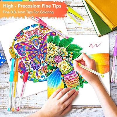 Gel Pens for Adult Coloring Books, Glitter Neon Gel Pens Set Include 60  Colors Gel Marker Pens, 60 Matching Color Refills, for Kids Drawing Gift  Card