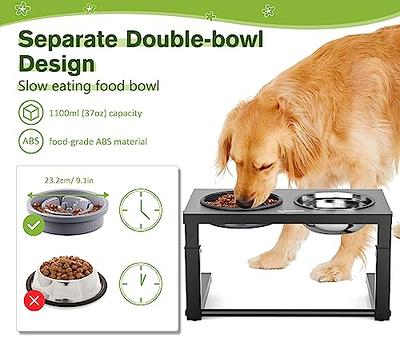 Petace Dog Bowls, Elevated Dog Bowls for Large Dogs, Raised Dog Bowl Stand  with No Spill Dog Water Bowl & Stainless Steel Dog Food Bowl, 4 Heights