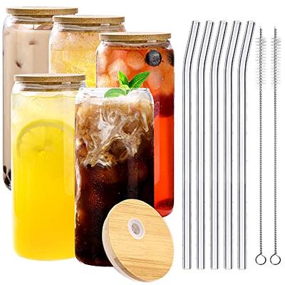 Spurtar Glass Cups with Lids and Straws, 24 Oz 4 Pack Iced Coffee Cup  Diamond Clear Mason Jar Drinki…See more Spurtar Glass Cups with Lids and  Straws