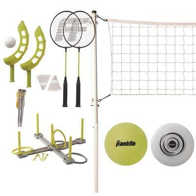  Franklin Sports Volleyball & Badminton Combo Set - Portable  Backyard Volleyball & Badminton Net Set - Volleyball, Rackets & Birdie  Included - Pro : Sports & Outdoors