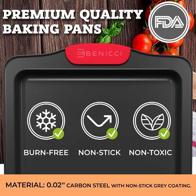 Premium Non-Stick Baking Pans Set of 4 - Includes Baking Sheet, 12 Cup Muffin Tin, Square Pan and Round Cake Pan - BPA Free, Heavy Duty, Made W