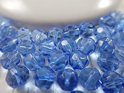 45 Pcs Light Blue Faceted Glass Beads - 8mm Translucent Round