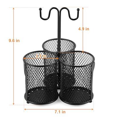 Black Metal Mesh Kitchen, Picnic Buffet Caddy for Utensils, Plates, an –  MyGift