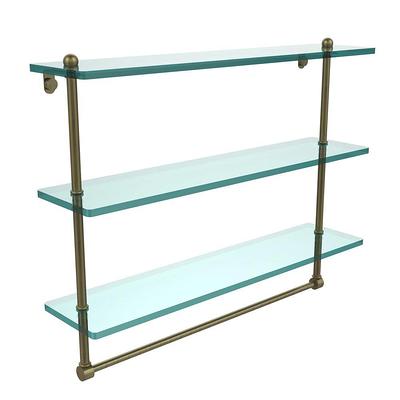 Allied Brass 22 in. L x 18 in. H x 5 in. W 3-Tier Clear Glass Bathroom Shelf  with Towel Bar in Antique Brass - Yahoo Shopping