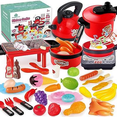 JIMMY'S TOYS kids play kitchen playset with Music, Real Water Sink,  Realistic Sounds, Pots, Pan, Dishes, and Accessories (Cosina para Niños y  Niñas)PINK 