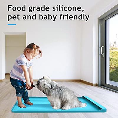 Silicone Pet Mat for Food and Water,Dog Cat Mats for Floors Waterproof,Dog  Water Bowl Feeding Mat with Pocket for Catches Spill and Residue Large Size
