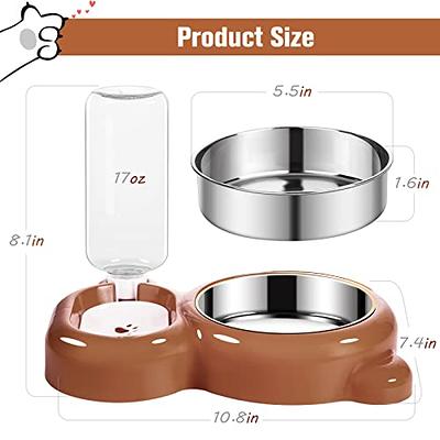 Azwraith Double Dog Cat Bowls, Pet Water and Food Bowl Set with Automatic  Water Dispenser Bottle Detachable Stainless Steel Bowl for Small Dogs and  Cats Kitten Puppy Rabbit Bunny Pink