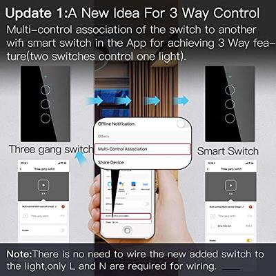 Wifi Smart Wall Touch Light Switch Glass Panel Wireless Remote Control by  Mobile App Anywhere
