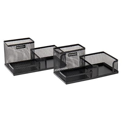 Mind Reader 5 Tray Metal Mesh Desk Organizer, 2 Pack, Black