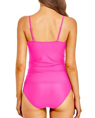 Holipick Women's Hot Pink Strapless Tankini Tummy Control Two Piece Bathing  Suits Twist Bandeau Swimsuit with Mid Waist Bottoms XL - Yahoo Shopping