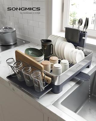 Songmics Dish Drying Rack, Stainless Steel Dish Rack With Rotatable Spout,  Drainboard, Fingerprint-resistant Dish Drainers For Kitchen Counter : Target