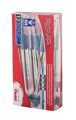 Pentel® RSVP® Ballpoint Pens, Fine Point, 0.7 mm, Clear Barrel, Assorted  Ink Colors, Pack Of 5