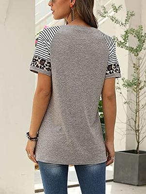 Adibosy Women Short Sleeve Shirts: Leopard Summer Casual Tee Tshirt -  Womens Crew Neck Tunic Tops Blouses Gray XL - Yahoo Shopping