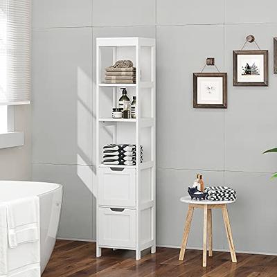 HOMEFORT Bathroom Storage Cabinet, Slim Tall Cabinet, Narrow Floor Cabinet  Organizer, Wooden Linen Tower with 2 Drawers and 3 Shelves, Freestanding  Cupboard (White) - Yahoo Shopping