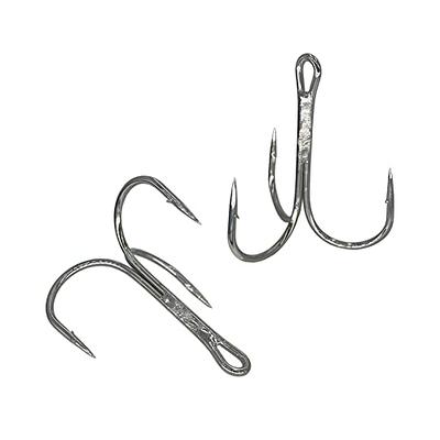 Classic Treble Hooks, 100Pcs Strong Sharp Round Bend Fishing Hooks High  Carbon Steel Triple Barbed Fish Hooks for Fishing Lures Baits Black/Silver