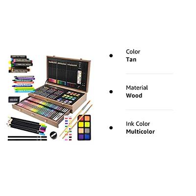 Sunnyglade 145 Piece Deluxe Art Set, Wooden Art Box & Drawing Kit with  Crayons, Oil Pastels, Colored Pencils, Watercolor Cakes, Sketch Pencils,  Paint Brush, Sha…