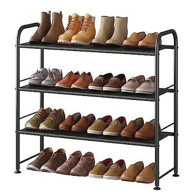 Topfurny Shoe Rack, Industrial Shoe Storage Organizer, Large 5-Tier Metal  Shoe Rack Shelves with Wood Board, Entryway Table for Hallway, Living Room