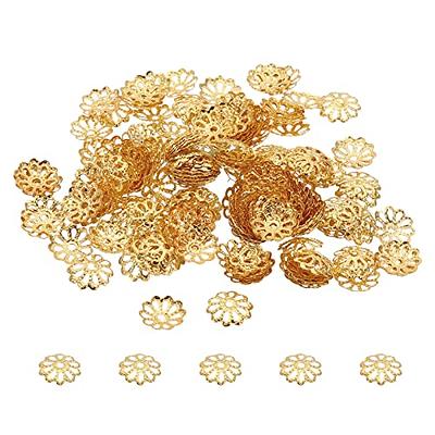 PATIKIL Flower Bead Caps, 200Pcs 9x1.5mm Hollow Metal Spacer Bead