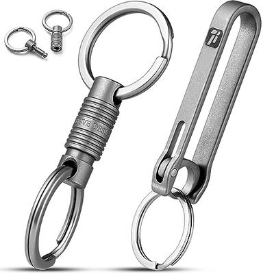 FEGVE Titanium Swivel Small Key Ring, Key Chain Rings Heavy Duty Keychain  for Men and Woman