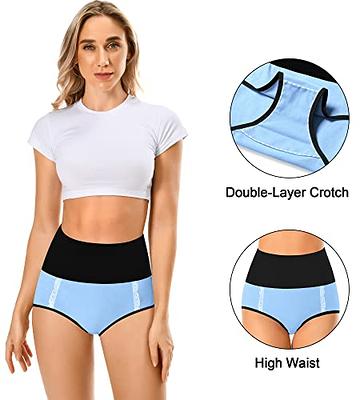 Women High Waisted Cotton Underwear 5 Pack Plus Size Colorblock Panties  Knickers Underpants Tummy Control Briefs