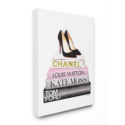 Stupell Industries Black Heels Pink Bookstack Glam Fashion Design Wall Plaque by Amanda Greenwood