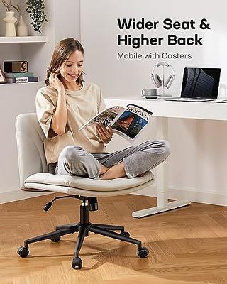  OLIXIS Cross Legged Armless Wide Adjustable Swivel Padded  Fabric Home Office Desk Chair No Wheels : Home & Kitchen