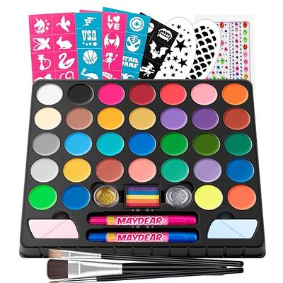 Maydear Face Painting Kit for Kids, 32 Colors Water Based Makeup Palette  with Stencils, Glitters, Rainbow Split Cake, Hair Dye Clips, for Parties,  Halloween, Safe Professional Face Body Paint Kit - Yahoo Shopping