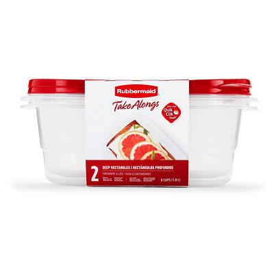 Rubbermaid TakeAlongs, 1 Gallon, 2 Packs, Red, Large Rectangular