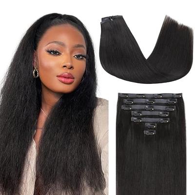  WENNALIFE Seamless Clip In Hair Extensions, 20 Inch 150g 7pcs  Natural Black Hair Extensions Clip in Human Hair Invisible PU Skin Weft  Natural Remy Human Hair Extensions : Beauty 