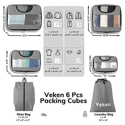 Veken 8 Set Packing Cubes for Suitcases, Travel Essentials Bag Organizers for Carry On, Luggage Organizer Bags Set for Travel Accessories in 4 Sizes (