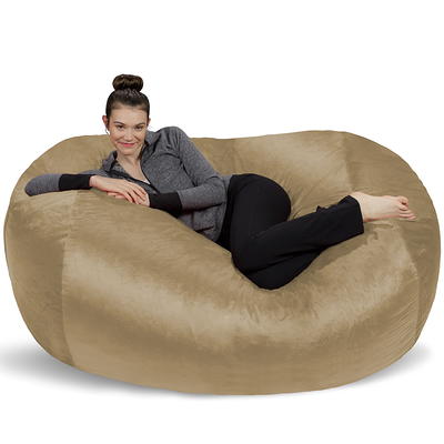 Microsuede 6FT Foam Giant Bean Bag Memory Living Room Chair Lazy Sofa Soft  Cover