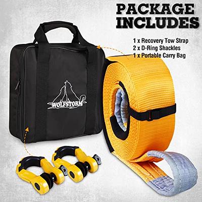 WOLFSTORM Heavy Duty Recovery Strap Tow Strap Kit: 4 in x 30 Ft