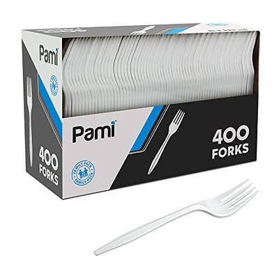 PAMI Medium-Weight Disposable Plastic Forks [400-Pack] - Bulk