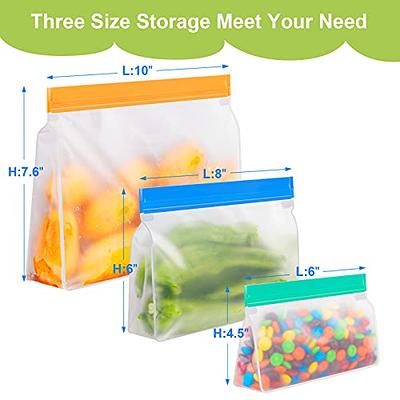 Reusable Food Storage Bags/10 Pack BPA FREE Reusable Ziploc Bags Silicone/  4 Gallon 4 Sandwich & 2 Snack Bags, Food Grade PEVA Lunch Bags and Storage