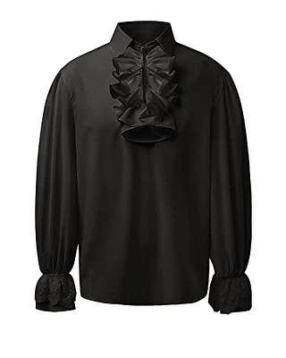 Mens Pirate Shirt Medieval Renaissance Victorian Costume Ruffled Steampunk  Vampire Gothic Halloween Cosplay Tops White S - Yahoo Shopping