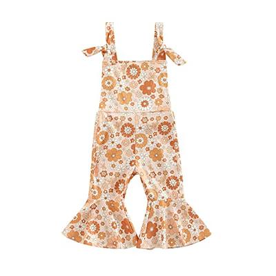 Toddler Girl Sleeveless Bell Bottom Jumpsuit Romper Flare Pants