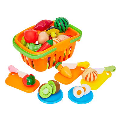 Fun Little Toys 35 Pcs Wooden Play Food for Kids Kitchen, Pretend Cutting  Food Toys,Dishes and Knife for Boys,Girls