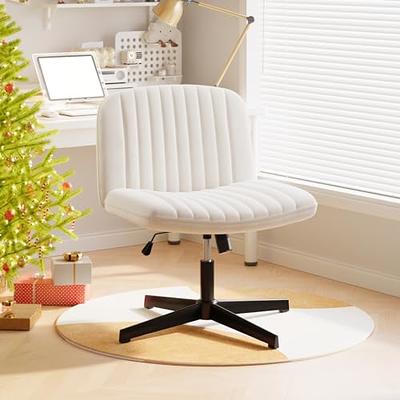 PUKAMI Armless Office Desk Chair No Wheels,Fabric Padded Modern