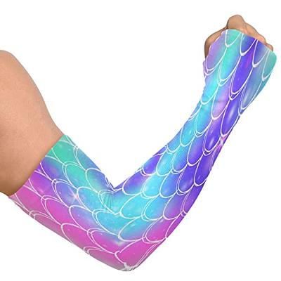 Dussdil Mermaid Rainbow Scales Gardening Arm Sleeves Fish Tail