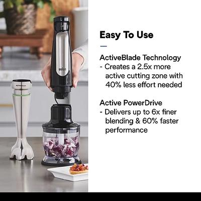 Braun Multiquick 9 Hand Blender with Active Blade Technology and Food  Processor Attachment 