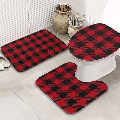 BATHROOM RUNNER RUG Black & White Checkered Long Bath Mat Non-Slip  Water Absorb